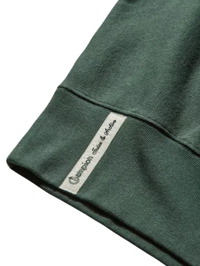 Champion Graphic Print Crew Neck Cotton Sweatshirt In Green