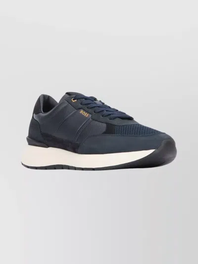 Hugo Boss Sneakers With Contrast Sole And Mesh Panels In Blue