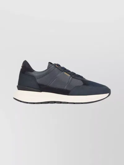 Hugo Boss Sneakers With Contrast Sole And Mesh Panels In Blue