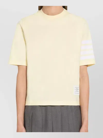 Thom Browne Short Sleeve Jersey T-shirt With Four Bar Stripe In White