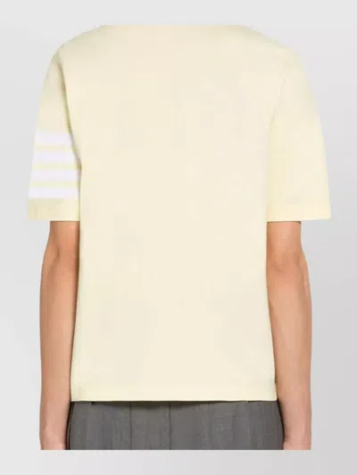 Thom Browne Short Sleeve Jersey T-shirt With Four Bar Stripe In White