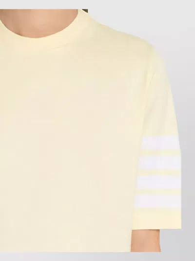 Thom Browne Short Sleeve Jersey T-shirt With Four Bar Stripe In White