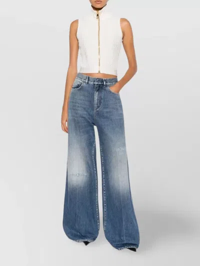 Balmain High Neck Sleeveless Zip Top In White