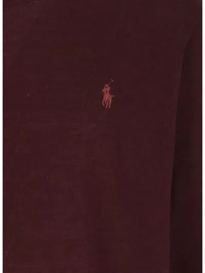 Ralph Lauren Long Sleeve Crew Neck Sweater With Ribbed Trims In Burgundy