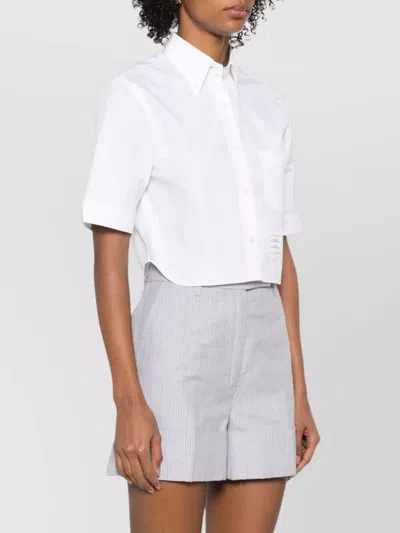 Thom Browne Cropped Shirt Featuring Button-down Collar In White