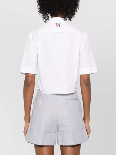 Thom Browne Cropped Shirt Featuring Button-down Collar In White