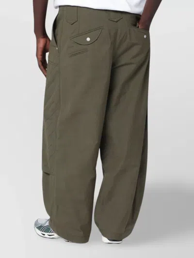 Kenzo Cotton Trousers With Quilted Pattern And Pockets In Green