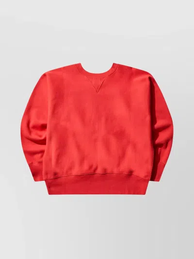 Champion Crew Neck Sweatshirt Featuring Ribbed Cuffs In Red
