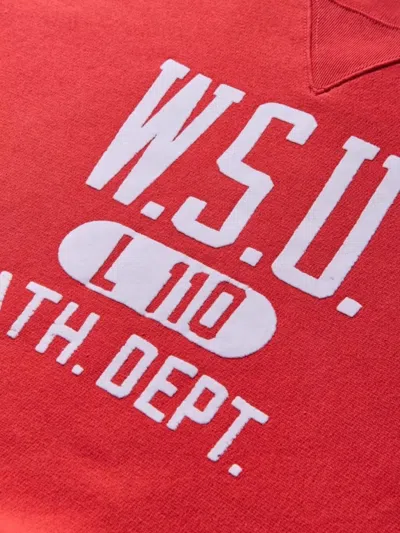 Champion Crew Neck Sweatshirt Featuring Ribbed Cuffs In Red