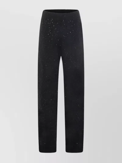 Fabiana Filippi Full Length Trousers With Elastic Waistband And Sequins In Black