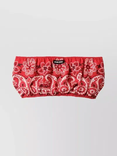 Miu Miu Strapless Floral Print Top T-shirt In Red