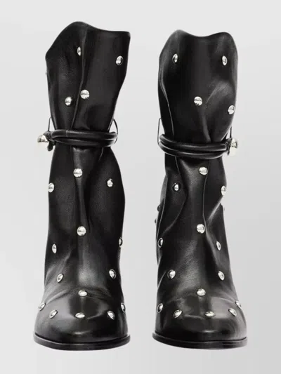 Isabel Marant Draped Leather Ankle Boots With Stiletto Heel In Black