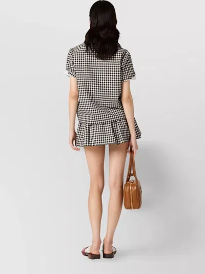Miu Miu Short-sleeved Checked Shirt In Black