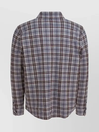 Vince Long Sleeve Plaid Shirt With Button-down Collar In Blue