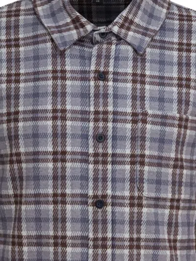 Vince Long Sleeve Plaid Shirt With Button-down Collar In Blue