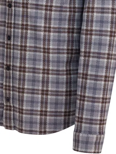 Vince Long Sleeve Plaid Shirt With Button-down Collar In Blue