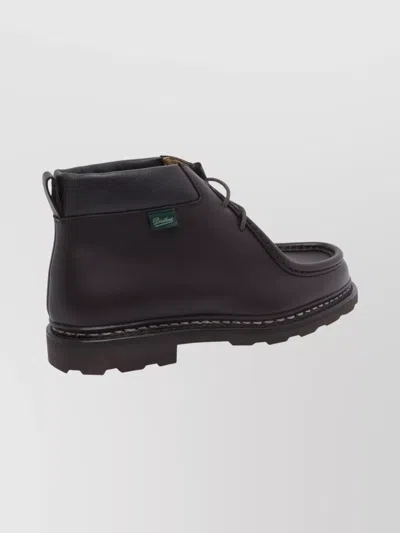 Paraboot Ankle Height Leather Lace-up Shoes In Brown