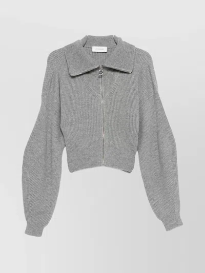 Sportmax Grey Zip-up Cardigan In Wool And Cashmere In Gray