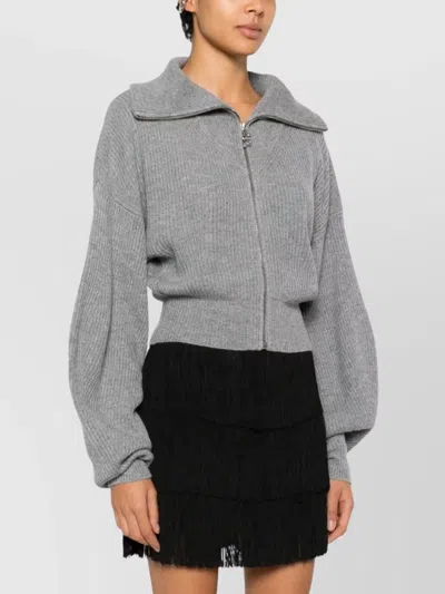 Sportmax Grey Zip-up Cardigan In Wool And Cashmere In Gray