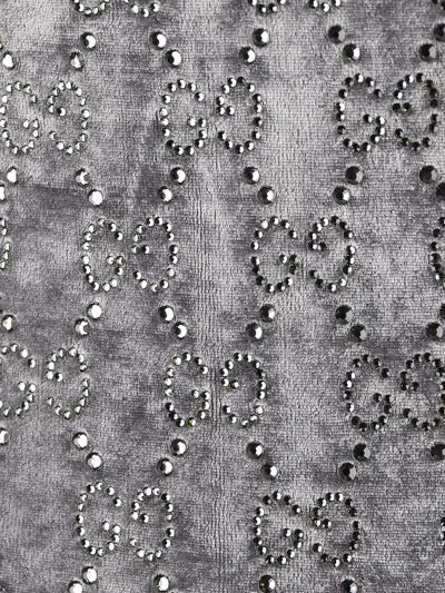 Gucci Women Stretch Chenille Jumpsuit With All-over Crystals In Gray