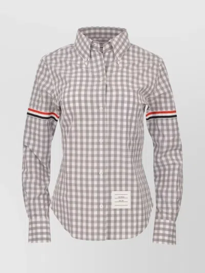 Thom Browne Long Sleeve Gingham Check Shirt In Gray