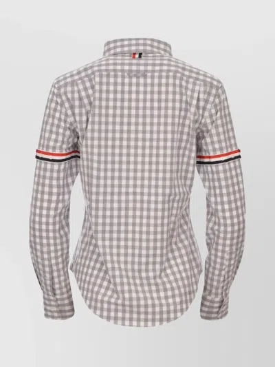 Thom Browne Long Sleeve Gingham Check Shirt In Gray
