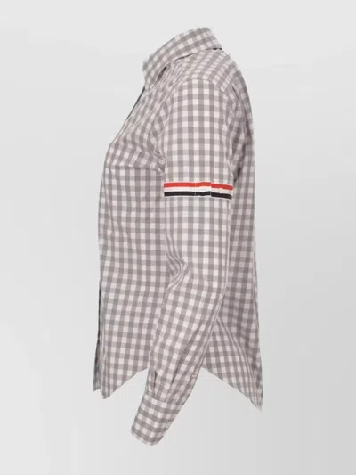 Thom Browne Long Sleeve Gingham Check Shirt In Gray
