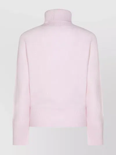 Fabiana Filippi Ribbed Turtleneck Knit Sweater Featuring Cuffs In Pink