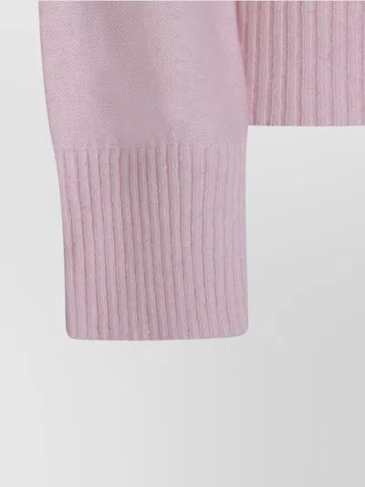 Fabiana Filippi Ribbed Turtleneck Knit Sweater Featuring Cuffs In Pink