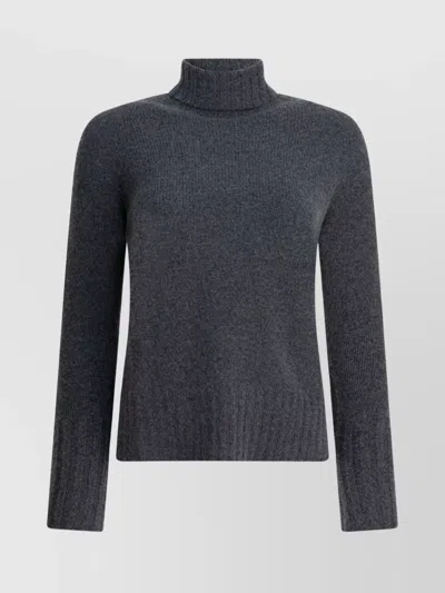 Drumohr Long Sleeve Turtleneck Knitwear With Ribbed Hem In Blue