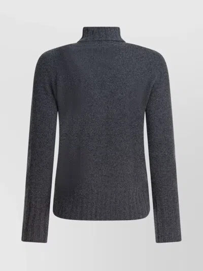 Drumohr Long Sleeve Turtleneck Knitwear With Ribbed Hem In Blue