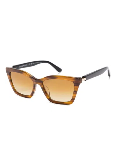 Emporio Armani Square Gradient Sunglasses Tortoiseshell Frame In Brown