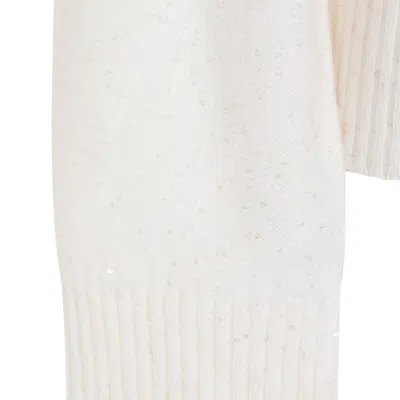Fabiana Filippi Sequin Embellished Turtleneck Knitwear Top In White