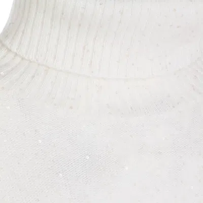 Fabiana Filippi Sequin Embellished Turtleneck Knitwear Top In White