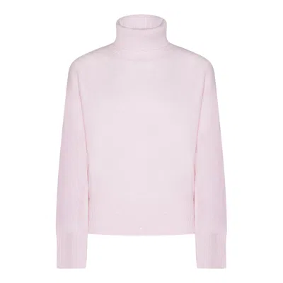 Fabiana Filippi Ribbed Turtleneck Knit Sweater Featuring Cuffs In Pink
