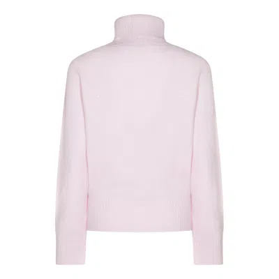 Fabiana Filippi Ribbed Turtleneck Knit Sweater Featuring Cuffs In Pink