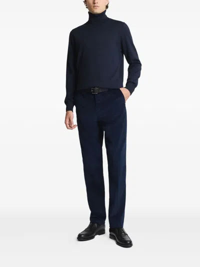 Fay High-collar Turtleneck Sweater In Blue