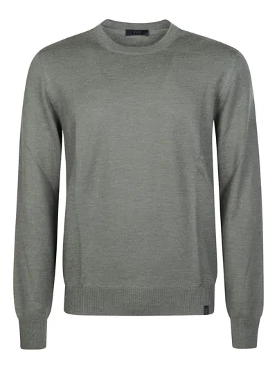 Fay Fine Wool Crew Neck Long Sleeve Sweater In Green
