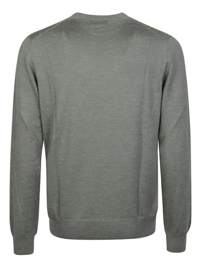 Fay Fine Wool Crew Neck Long Sleeve Sweater In Green