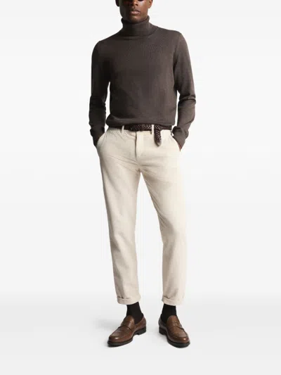 Fay Regular-fit. Fin. 12 Maglia Collo Alto In Lana Rasata. Sweater In Brown