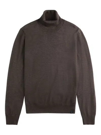 Fay Regular-fit. Fin. 12 Maglia Collo Alto In Lana Rasata. Sweater In Brown