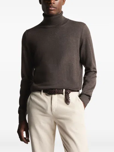 Fay Regular-fit. Fin. 12 Maglia Collo Alto In Lana Rasata. Sweater In Brown