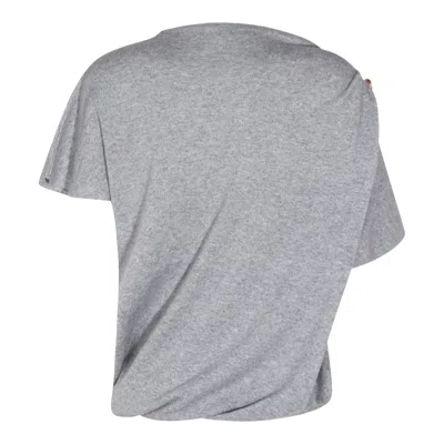 Fabiana Filippi Asymmetric Crewneck Knitwear Gold Embellishment In Gray