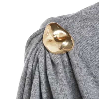 Fabiana Filippi Asymmetric Crewneck Knitwear Gold Embellishment In Gray