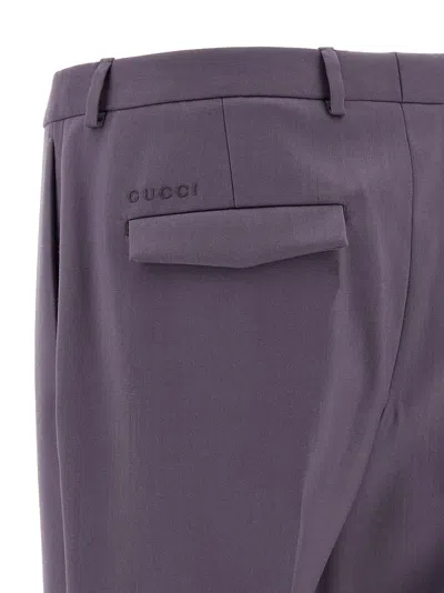 Gucci Trousers In Dry Wool Gabardine In Purple