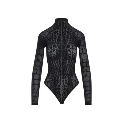 Wolford Geometric Sheer Long Sleeve Top In Black