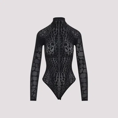 Wolford Geometric Sheer Long Sleeve Top In Black