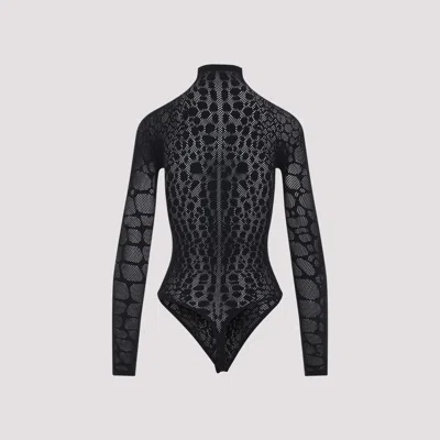 Wolford Geometric Sheer Long Sleeve Top In Black