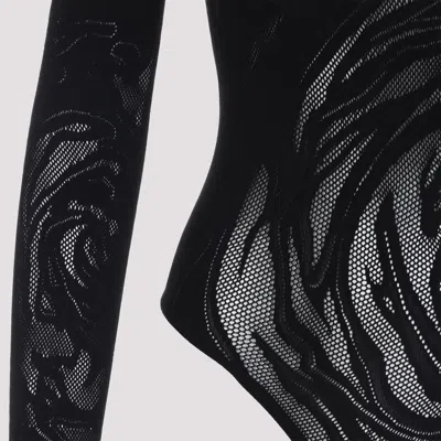 Wolford Floral Long Sleeve Sheer Top In Black