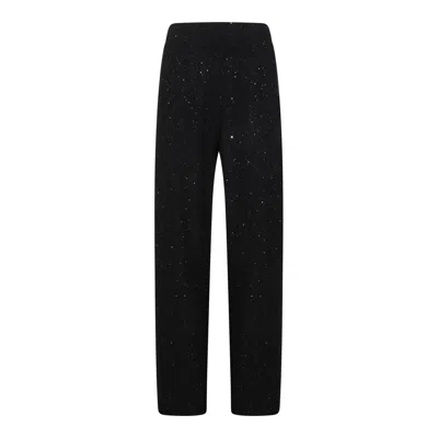 Fabiana Filippi Full Length Trousers With Elastic Waistband And Sequins In Black